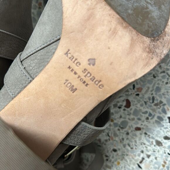 Kate Spade Lexy grey gray suede leather boots buckle 10 - Picture 8 of 9